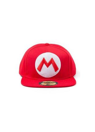 Кепка mario logo snapback cap (difuzed, червоний)