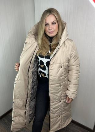 Женская зимняя куртка плащевка канада на змейке+кнопки с капюшоном2 фото