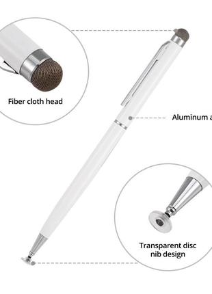 Ёмкостный двухсторонний стилус для рисования 2 в 1 белый2 фото