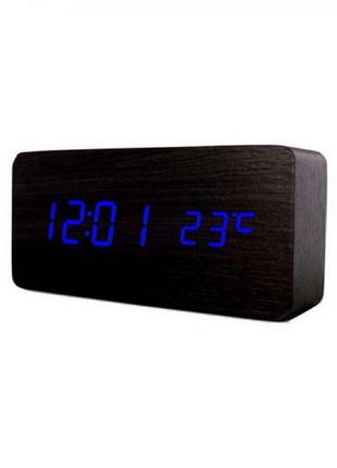 Цифровые деревянные часы vst-862 (blue)