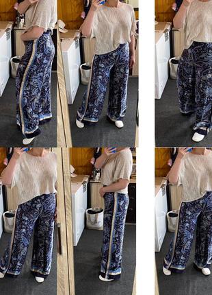 Шикарные атласные широкие штаны палаццо  в принт ,h&amp;m,p.10-122 фото
