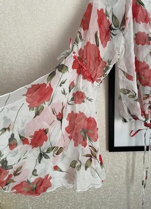 Нежная блуза во французском стиле парезьен красные розы2 фото