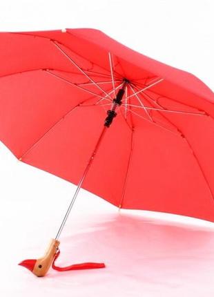Зонт с деревянной ручкой голова утки (красный)