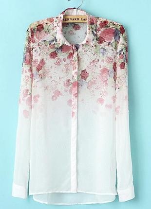 Рубашка женская шифоновая цветы