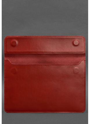 Шкіряний чохол-конверт на магнітах для ноутбука універсальний червоний2 фото