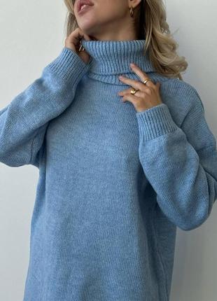 Зимний теплый удлиненный свитер из шерсти9 фото