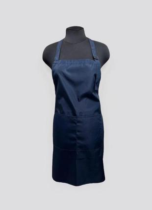 Фартук для мастеров с регулируемой лямкой и двумя карманами, синего цвета