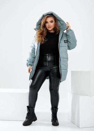 Женская модная стёганная зимняя куртка куртка зимняя с капюшоном однотонная2 фото