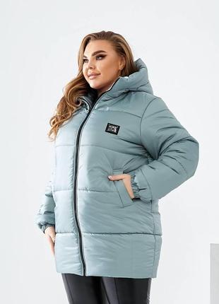 Женская модная стёганная зимняя куртка куртка зимняя с капюшоном однотонная8 фото