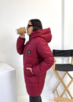 Женская модная стёганная зимняя куртка куртка зимняя с капюшоном однотонная3 фото