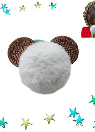 Гумка для волосся хутряна мікі маус fashion м'ятний