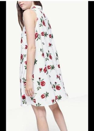 Новое платье рубашка stradivarius вискозное платье туника цветочный принт цветы розы3 фото