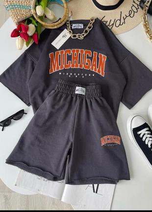 Летний спортивный костюм с принтом michigan
