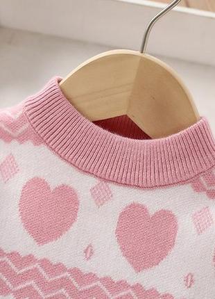 Теплий костюм для дівчинки зі спідничкою hearts рожевий 10206, розмір 903 фото