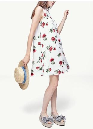 Новое платье рубашка stradivarius вискозное платье туника цветочный принт цветы розы8 фото