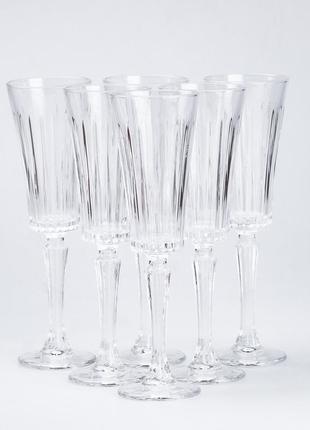 Келих для шампанського високий скляний прозорий набір 6 шт