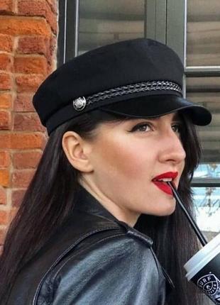 Фетровий картуз жіночий, кепі, кашкет зі шкіряним козирком, кепка жіноча, тепла кепка шапка5 фото