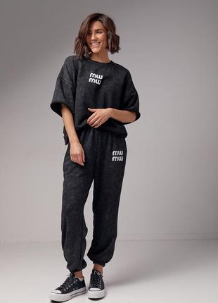 Женский спортивный костюм с капюшоном в технике тай-дай