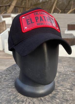 Бейсболка в стилі el patron ідеальної якості кепка чорна червона1 фото