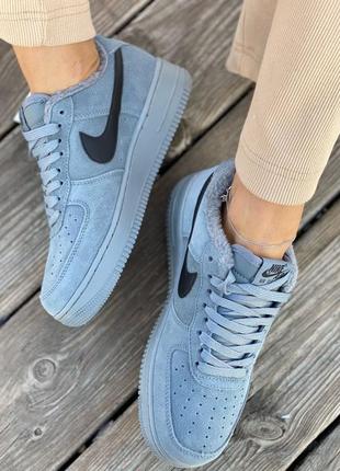 Мужские кроссовки nike air force 1 grey (мех)