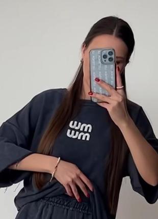 Спортивный костюм в технике тай-дай с принтом miu miu,10 фото