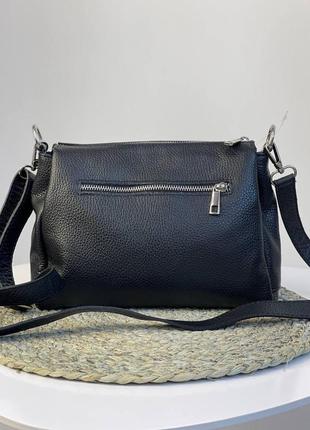 Жіноча сумка з натуральної шкіри на три відділення італійського бренду borse in pelle.2 фото