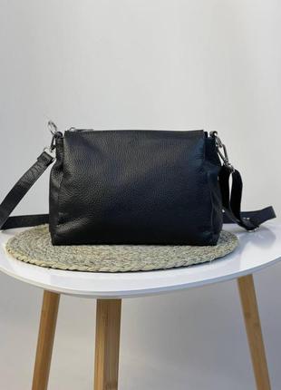 Жіноча сумка з натуральної шкіри на три відділення італійського бренду borse in pelle.