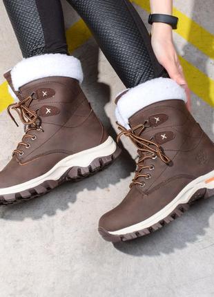 Черевики чоботи жіночі зимові утеплені на хутрі restime коричневі р. 371 фото