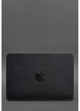 Чохол із натуральної шкіри для macbook 13 дюйм синій crazy horse1 фото