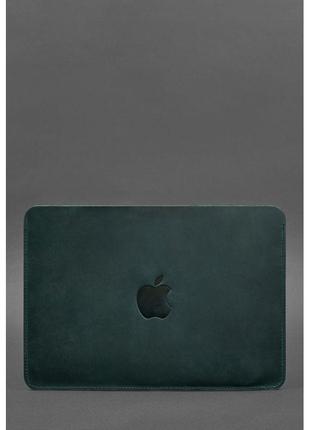 Кожаный чехол для macbook 14 дюйм зеленый crazy horse3 фото