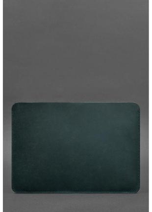 Кожаный чехол для macbook 14 дюйм зеленый crazy horse4 фото