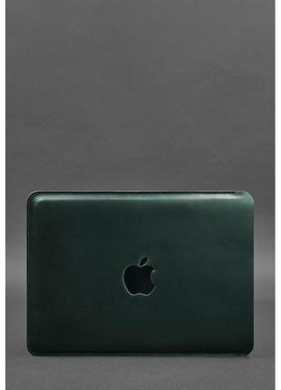 Шкіряний чохол для macbook 14 дюйм зелений crazy horse