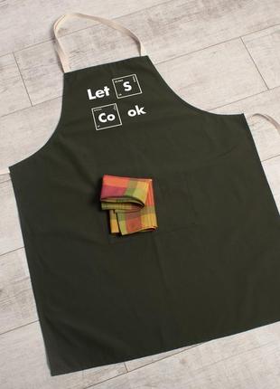 Фартух "let's cook", green-khaki, green-khaki, англійська1 фото