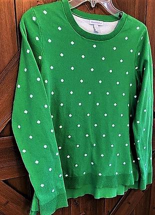 Брендовый свитер пуловер полушерстяной " в горох" l на 48-50 р