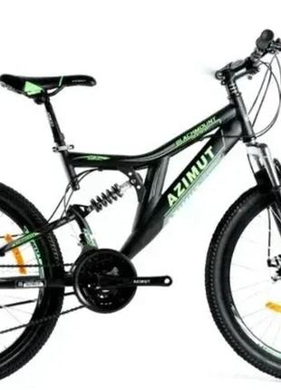 Гірський велосипед azimut 26″ blackmount gfrd рама 18, чорно-зелений black-green