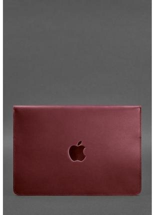 Шкіряний чохол для ноутбука чохол для планшета на магнітах для macbook air/pro 13-бордовий чохол для ноутбука3 фото