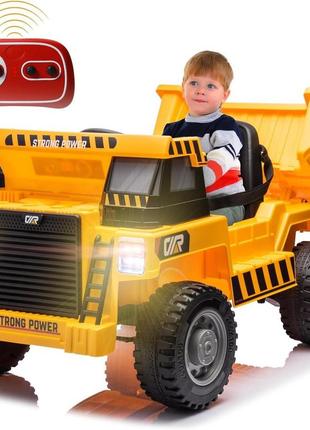 Дитячий електромобіль-вантажівка strong power (жовтий колір)