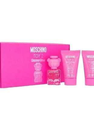 Парфюмированный набор женский moschino toy 2 bubble gum туалетная вода, 5 мл, гель для душа, лосьон для тела,