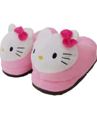 Тапочки, тапки капці з hello kitty. рожеві, плюшеві флісові у2k3 фото