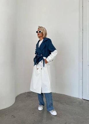 Комбинированный тренч из плотного коттона и джинса