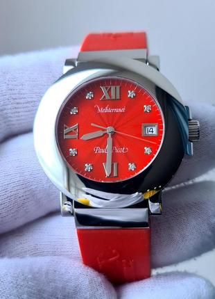 Жіночий годинник paul picot mediterranee red з діамантами swiss made 40 mm нові