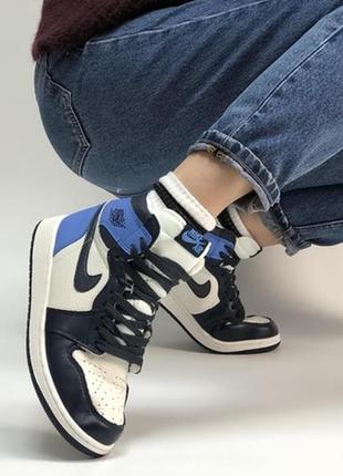 ❄️💜💎nike air jordan 1 retro high❄️💜💎зимние женские кроссовки найк джордан с мехом1 фото