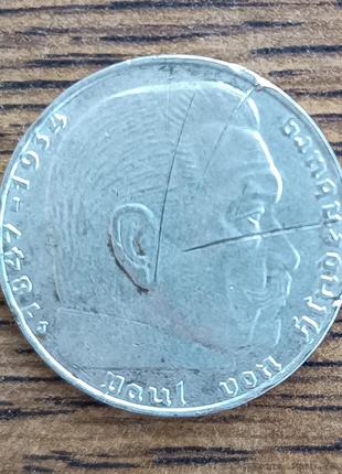 Срібні 2 марки третього рейха 1939 року