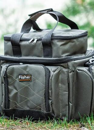 Фидерная сумка, сумка для рыболовных снастей, кароповая сумка, сумка рыбацкая fisher, сумка для фидерной ловли