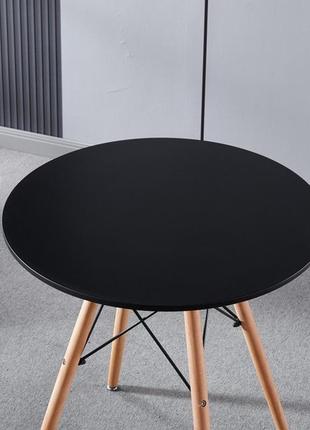 Стіл обідній круглий 80 см bonro вn-957 чорний5 фото
