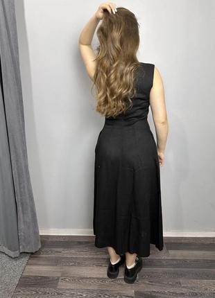 Женское летнее платье из льна чёрное modna kazka mkkc6021-23 фото