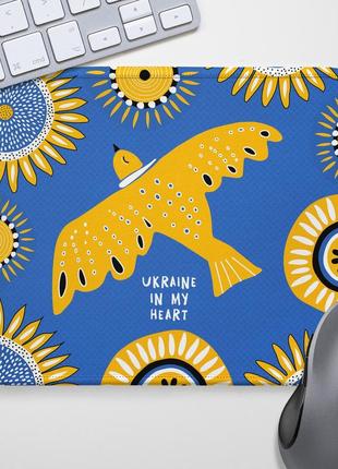 Коврик для компьютерной мышки с принтом «птица и подсолнухи» (kyl_22u016)