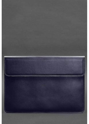 Шкіряний чохол-конверт на магнітах для macbook 15 дюймів темно-синій