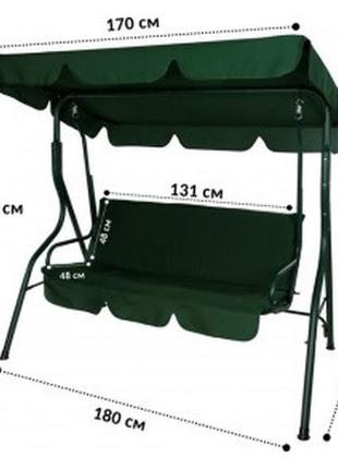 Садовая качеля, садовая гойдалка усиленная 3х местная зеленая3 фото