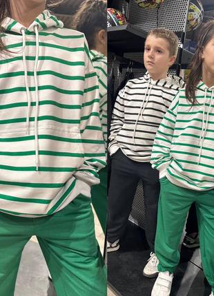 Дитячий спортивний костюм весняний двунитка 134-140 146-152 158-164 зелений чорний6 фото